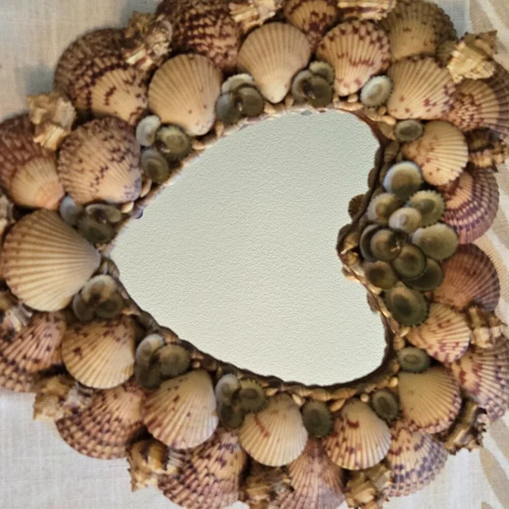 VINTAGE SHELL MIRROR as is~ (one broken piece) A+++++ condition FIRM PRICE!!*